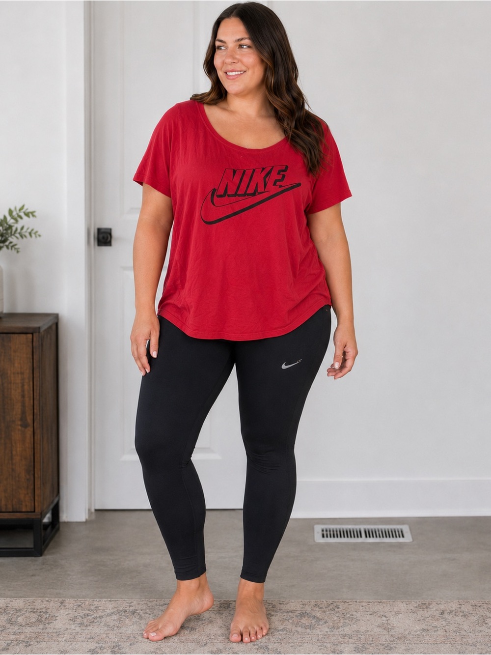 Nike womens XL black Leggings with XL shirt